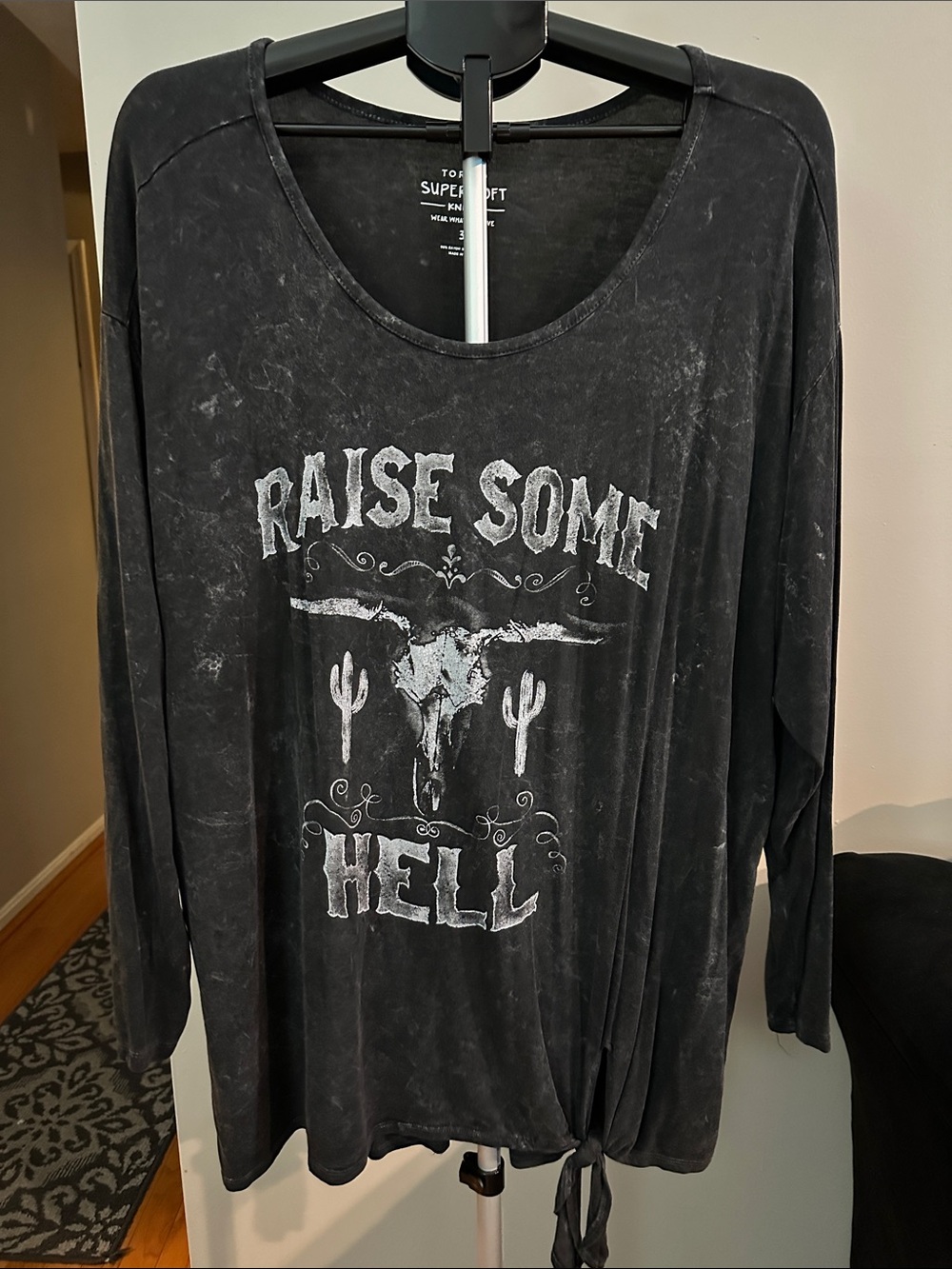 torrid Black Mineral-Wash 'Raise Some Hell' Long Sleeve Tee